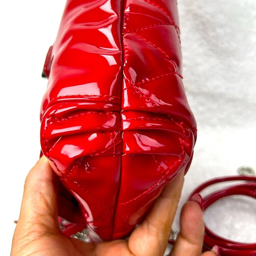 Coach Poppy Willis Red Quilted Patent Leather Crossbody Bag - Picture 4 of 14